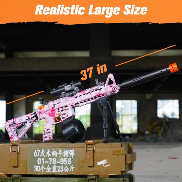 Electric Toy Gel Blaster with Goggles and Drum (Pink)
