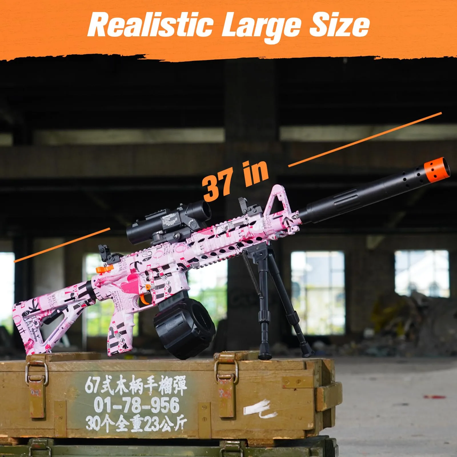 Electric Toy Gel Blaster with Goggles and Drum (Pink) - Image 2